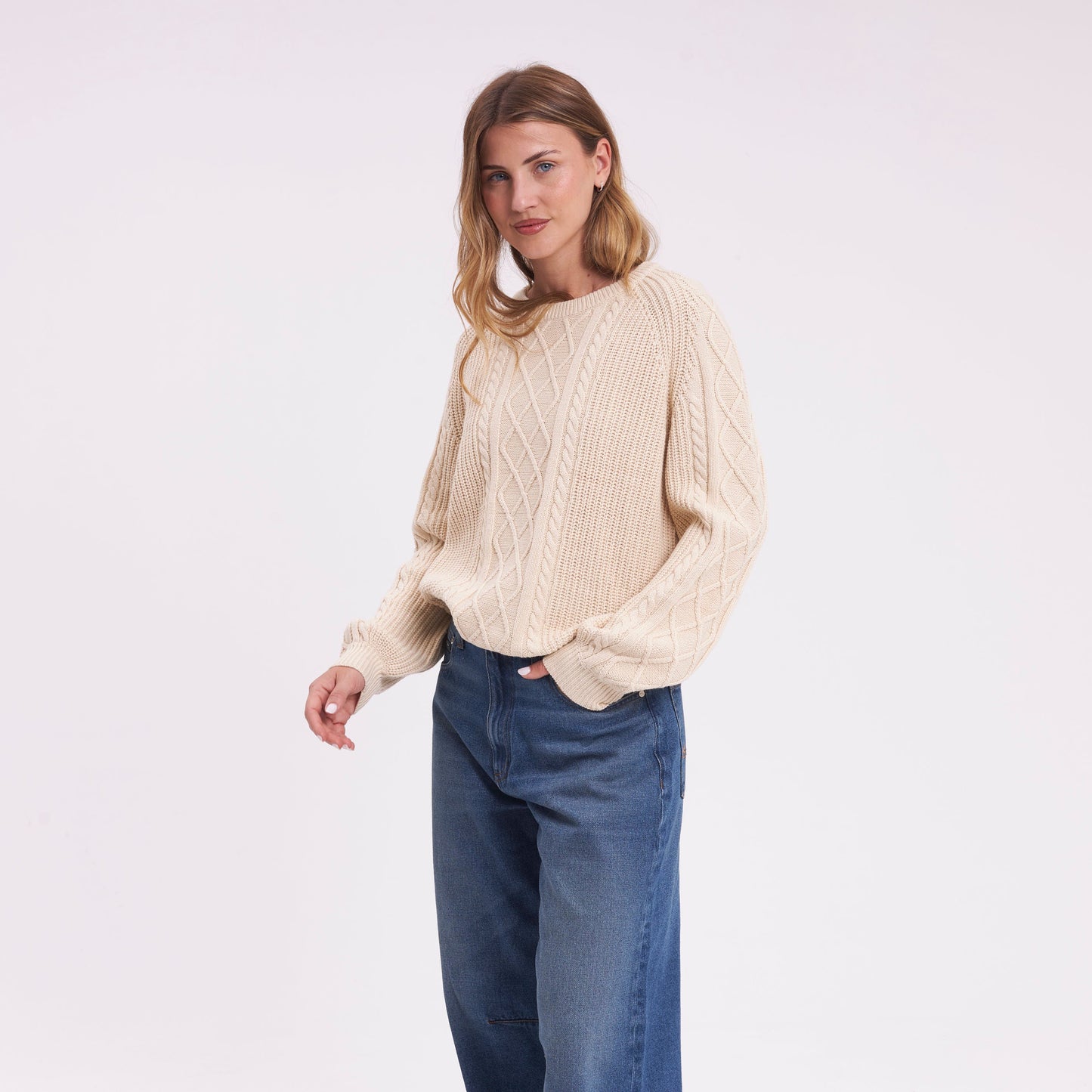 Sweater Rusty Two Tales Knitted Crew Oatmeal