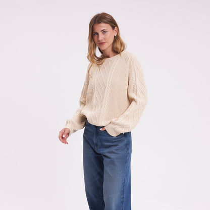 Sweater Rusty Two Tales Knitted Crew Oatmeal