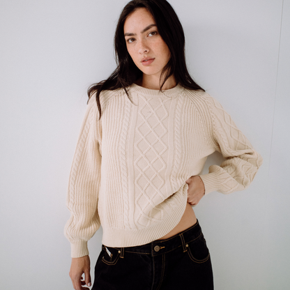 Sweater Rusty Two Tales Knitted Crew Oatmeal