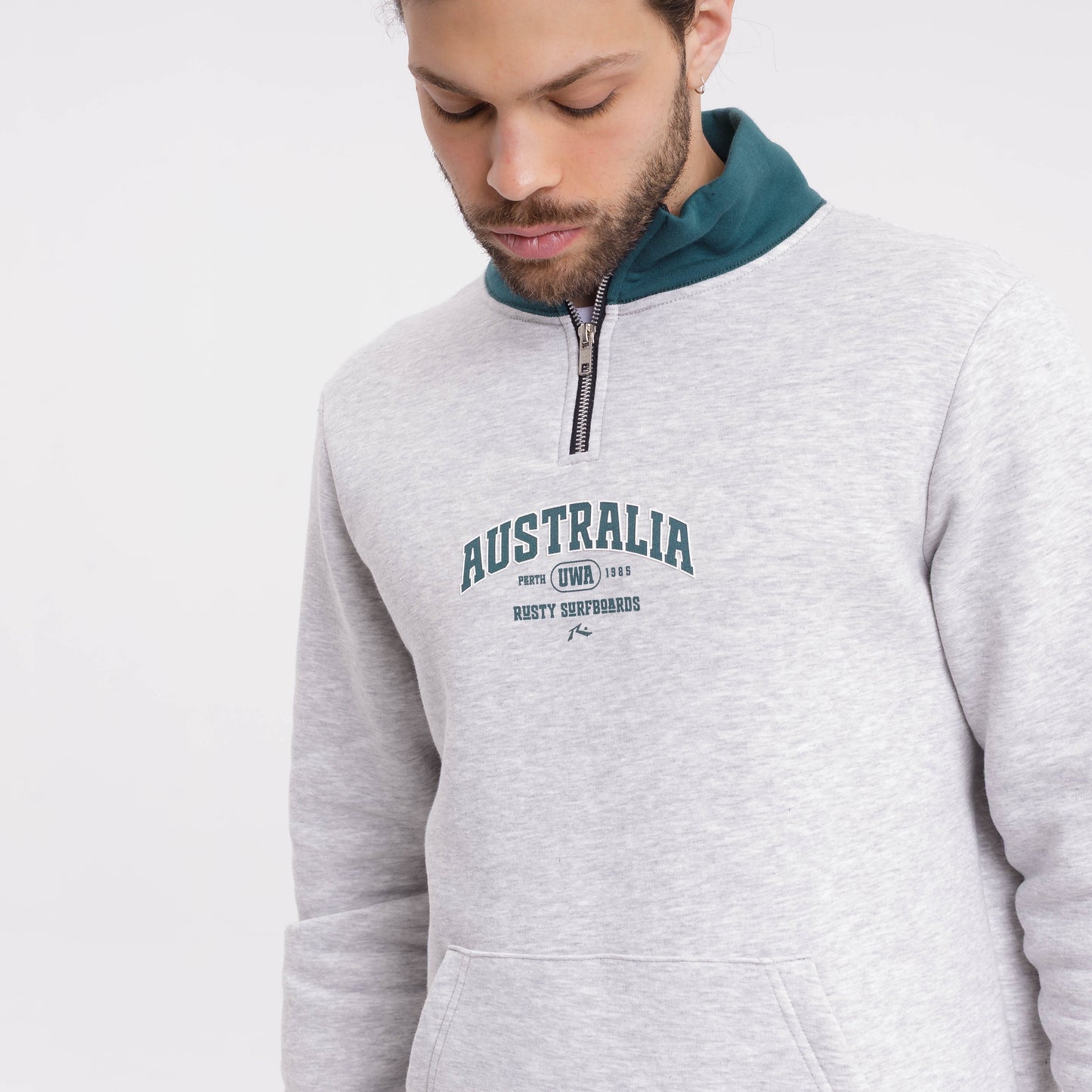 Buzo Rusty Australian 1/4 Zip Crew White Marle