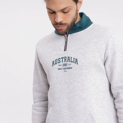 Buzo Rusty Australian 1/4 Zip Crew White Marle