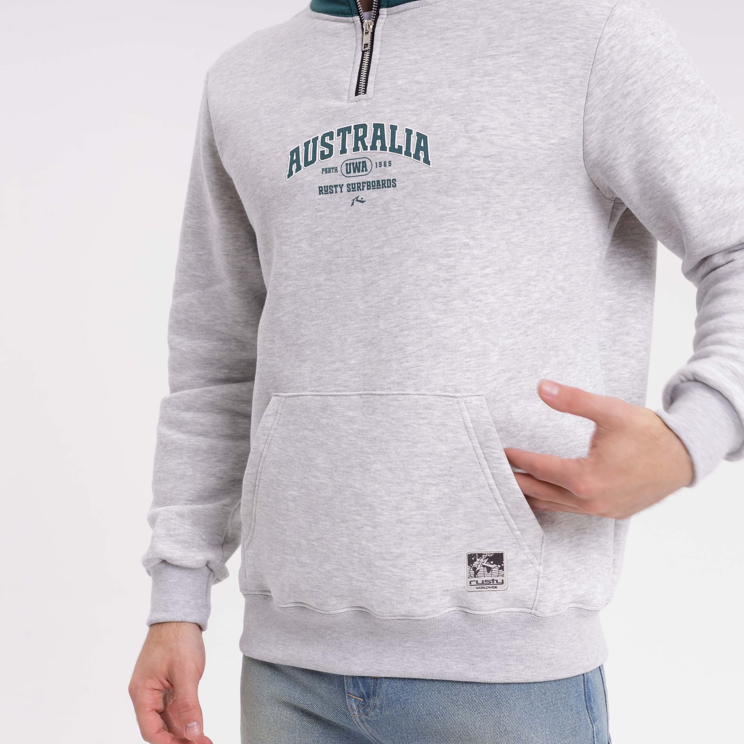 Buzo Rusty Australian 1/4 Zip Crew White Marle