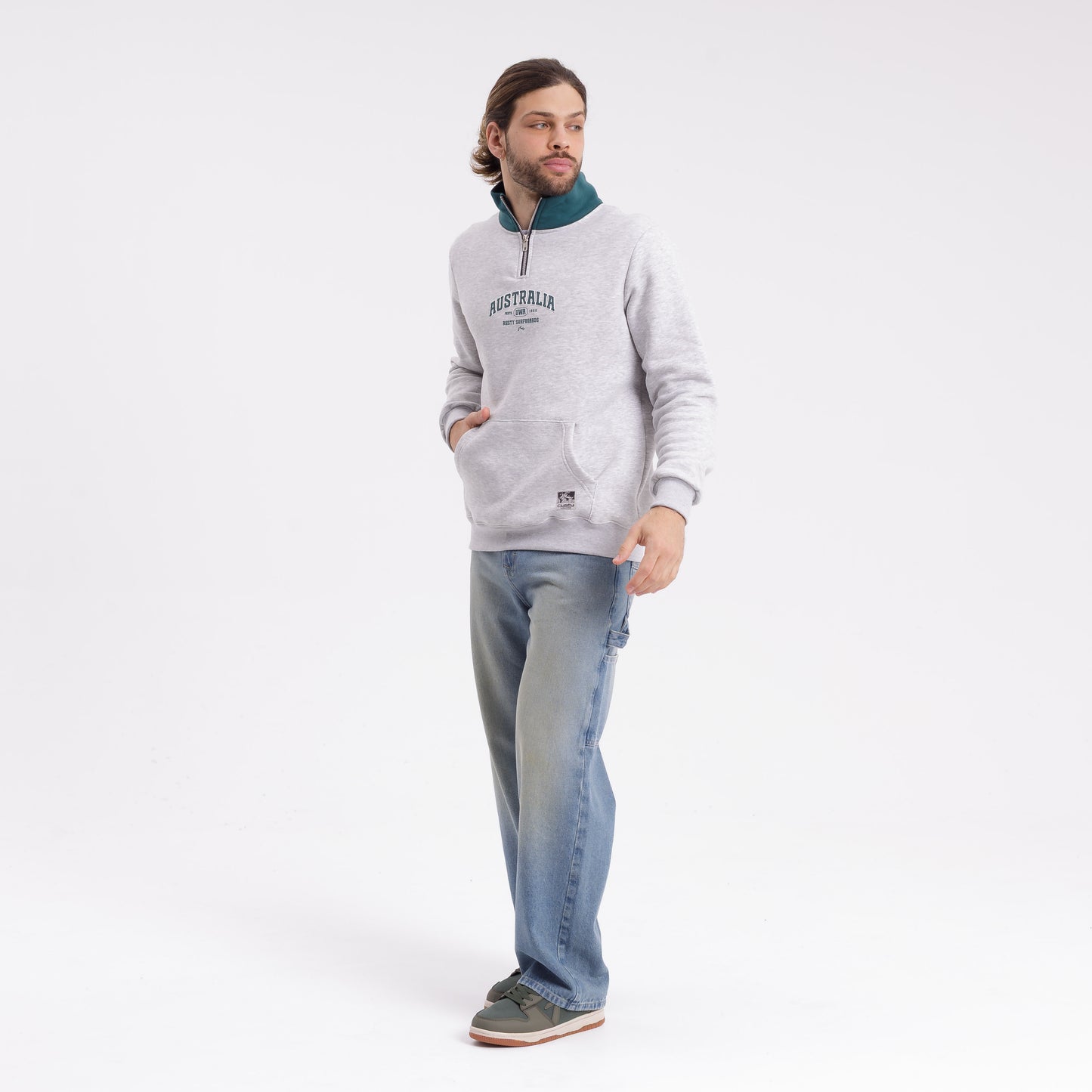 Buzo Rusty Australian 1/4 Zip Crew White Marle