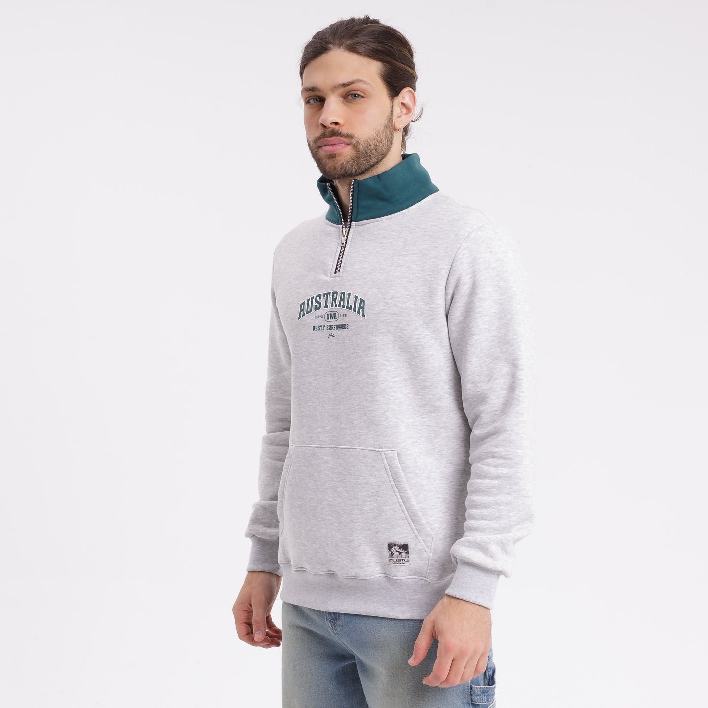 Buzo Rusty Australian 1/4 Zip Crew White Marle