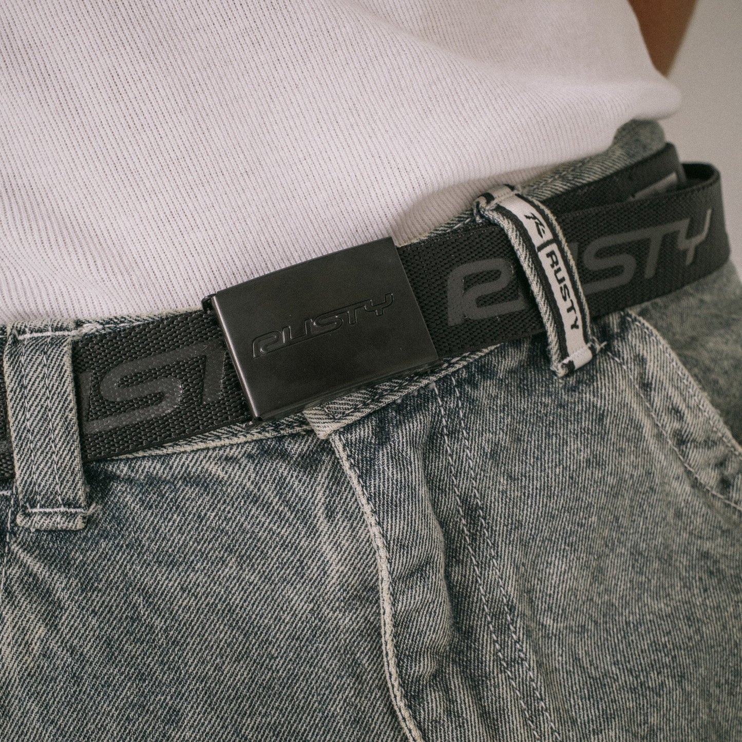 Cinturon Rusty Flip Daddy Elastic Webbing Belt Black