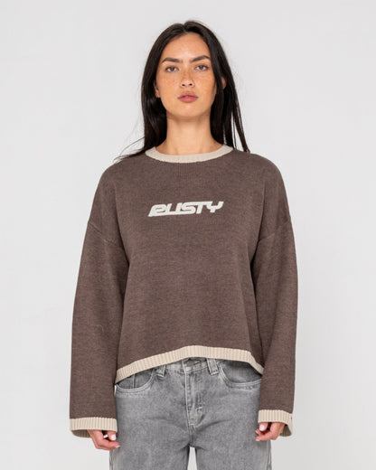 Sweater Rusty Rider Relaxed Crew Neck Knit Pinecone