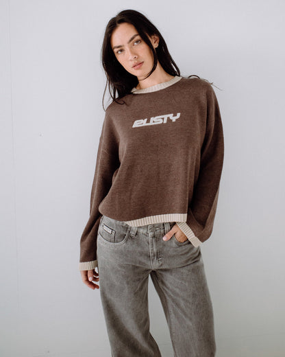 Sweater Rusty Rider Relaxed Crew Neck Knit Pinecone