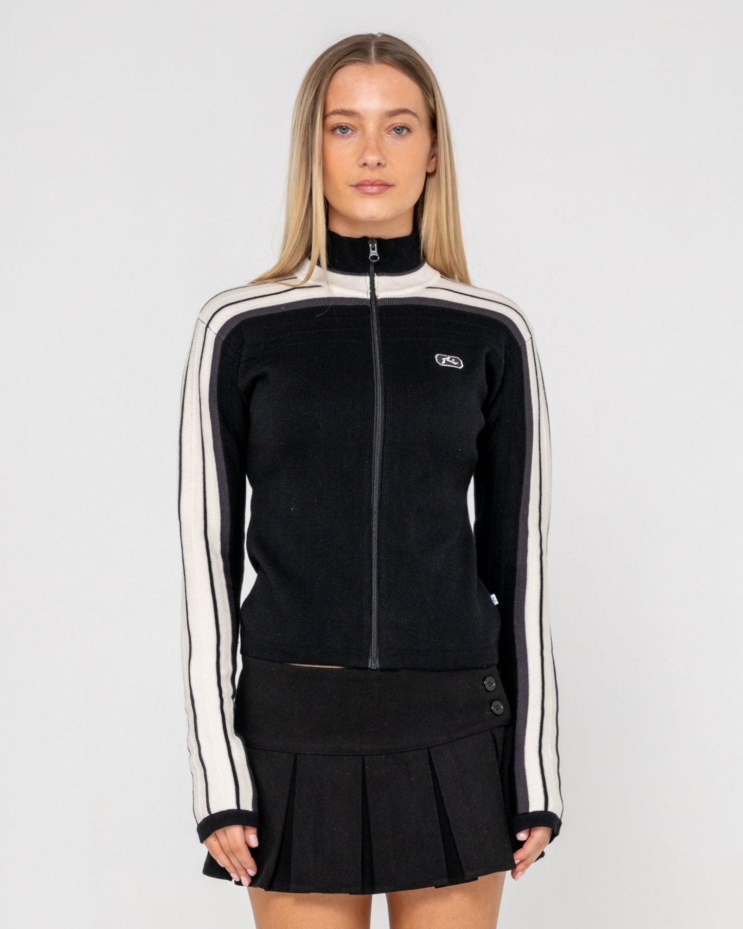 Sweater Rusty Daddy Gb Zip Through Knit Black