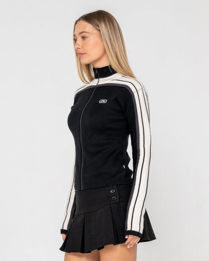Sweater Rusty Daddy Gb Zip Through Knit Black