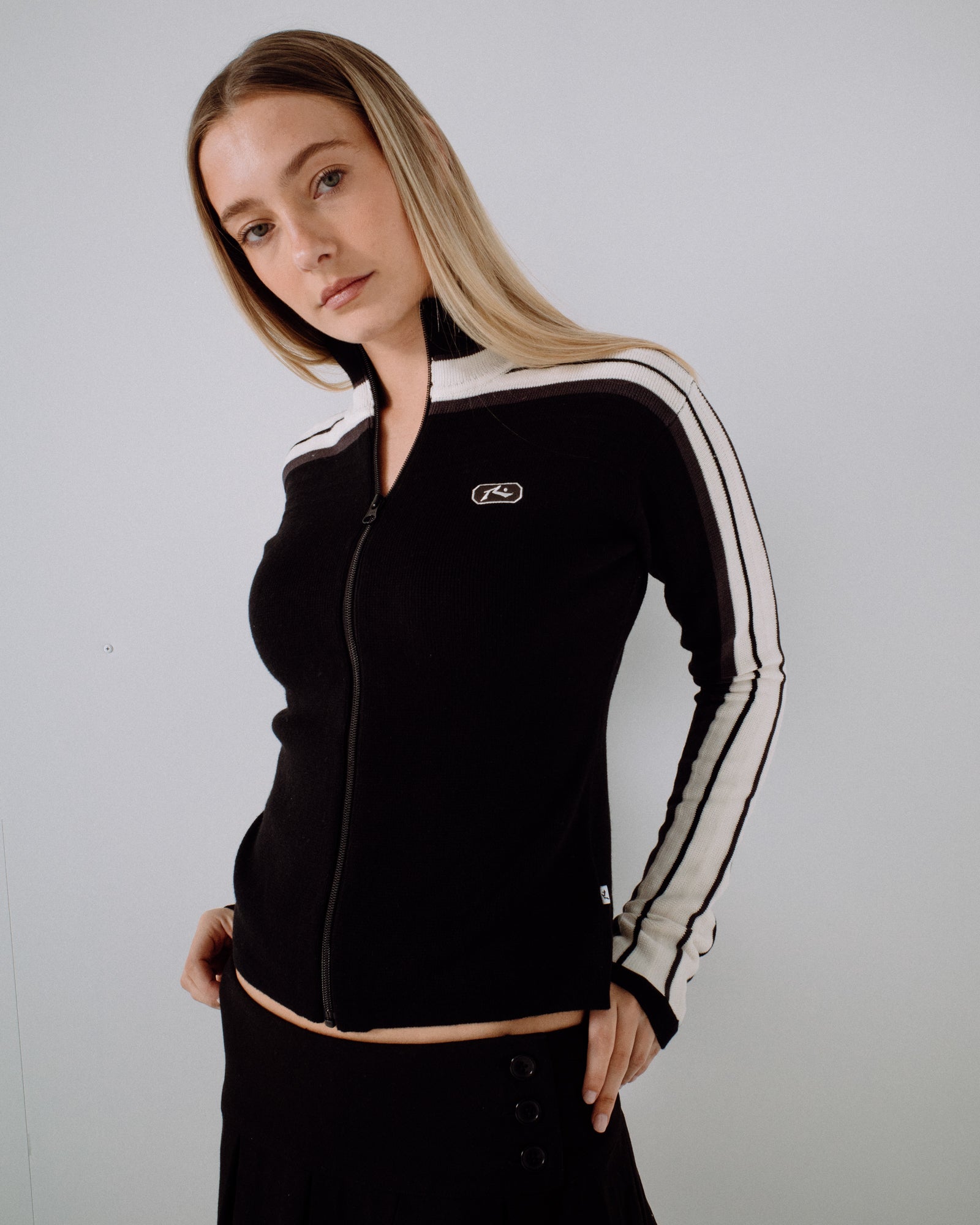 Sweater Rusty Daddy Gb Zip Through Knit Black