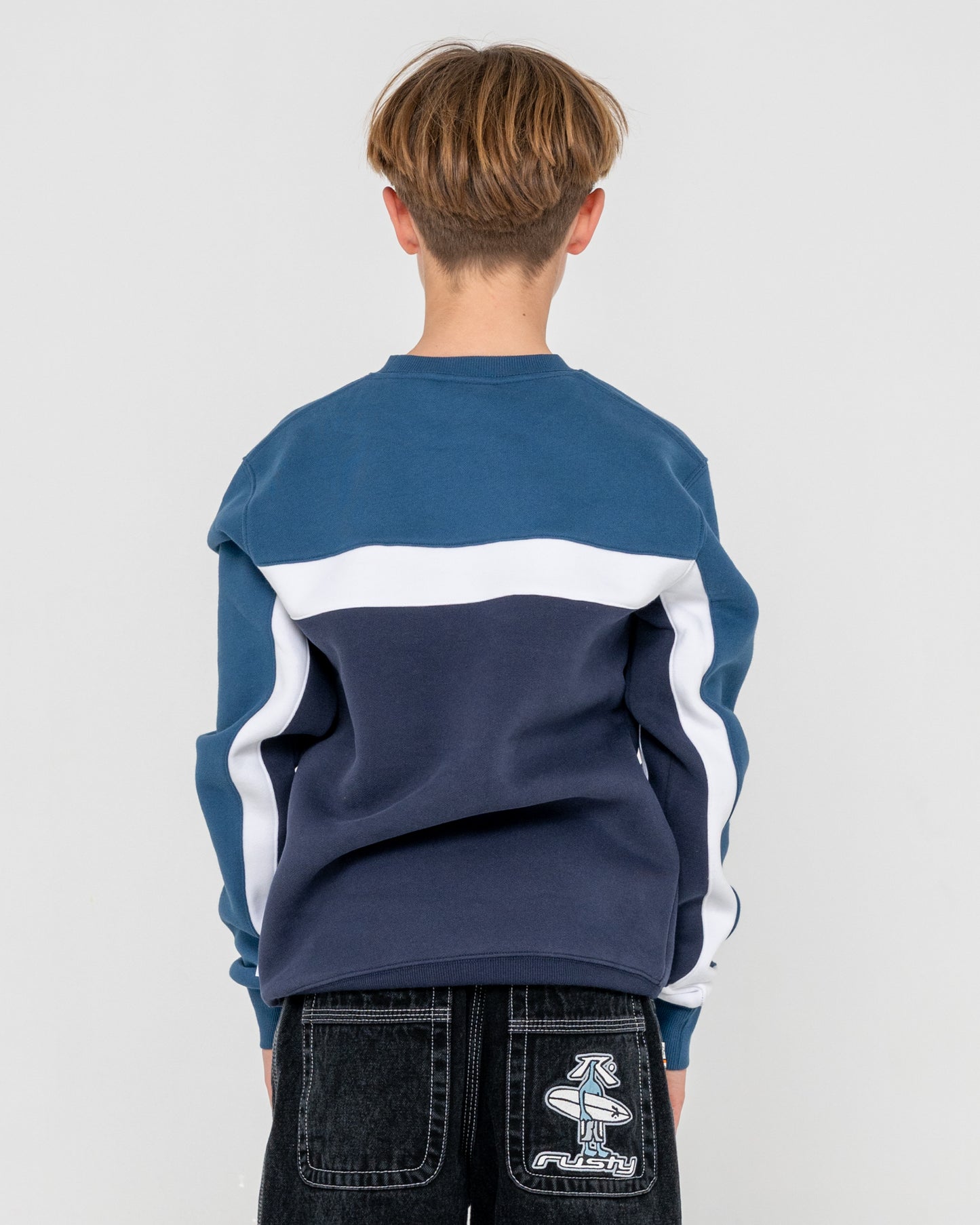 Buzo Rusty Pod Racer Crew Fleece Boys Navy Blue