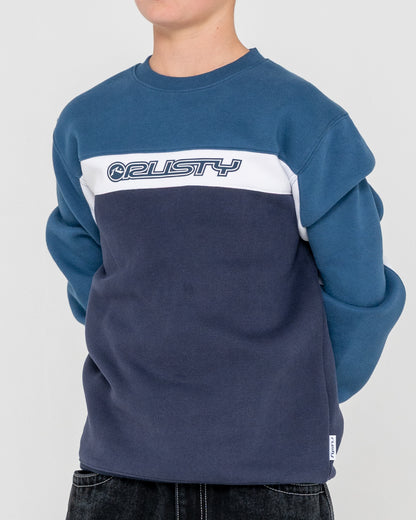 Buzo Rusty Pod Racer Crew Fleece Boys Navy Blue