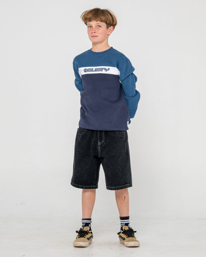 Buzo Rusty Pod Racer Crew Fleece Boys Navy Blue