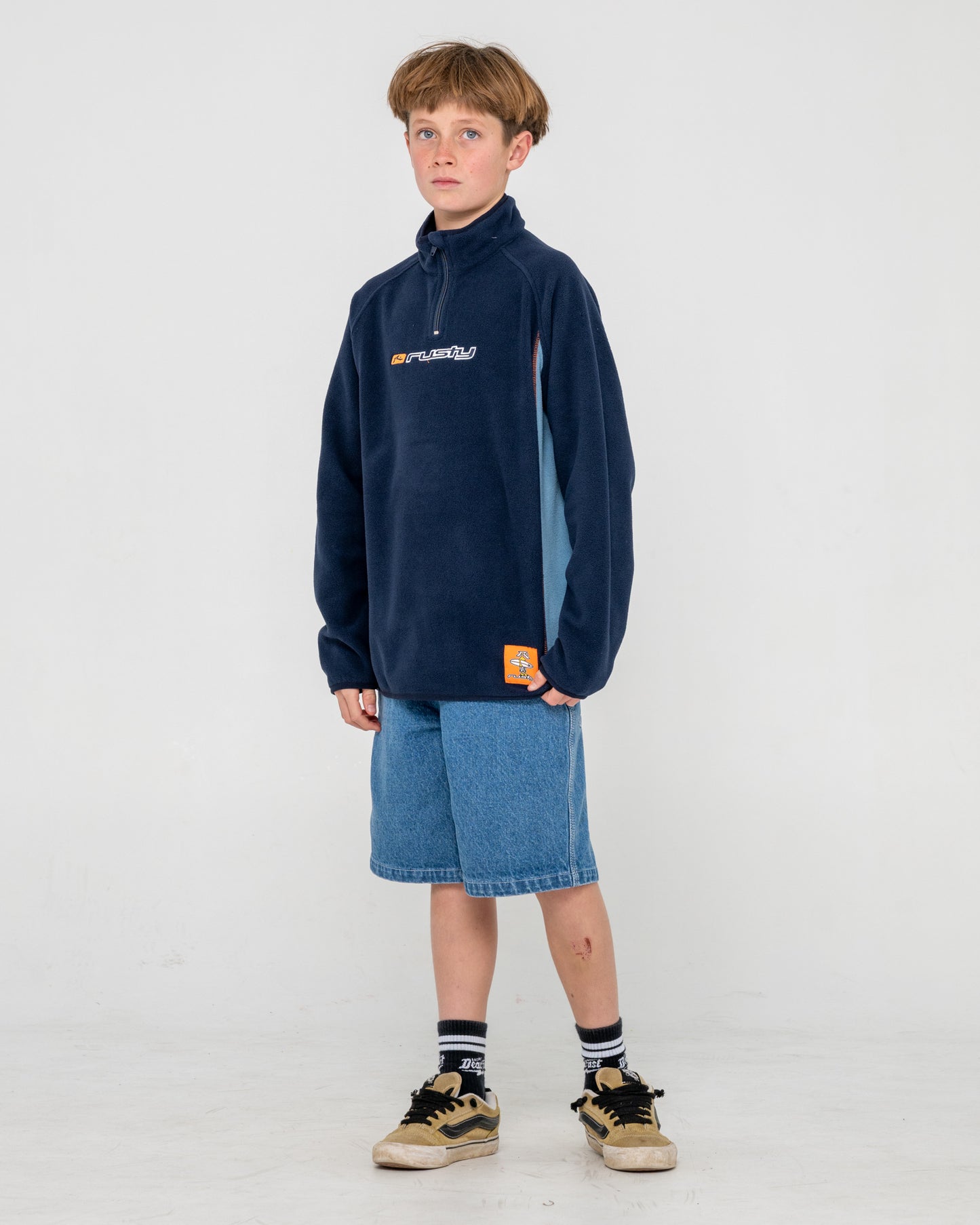 Buzo Rusty Blizzard Quarter Zip Polar Fleece Boys Navy Blue