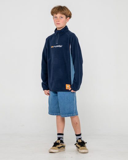 Buzo Rusty Blizzard Quarter Zip Polar Fleece Boys Navy Blue