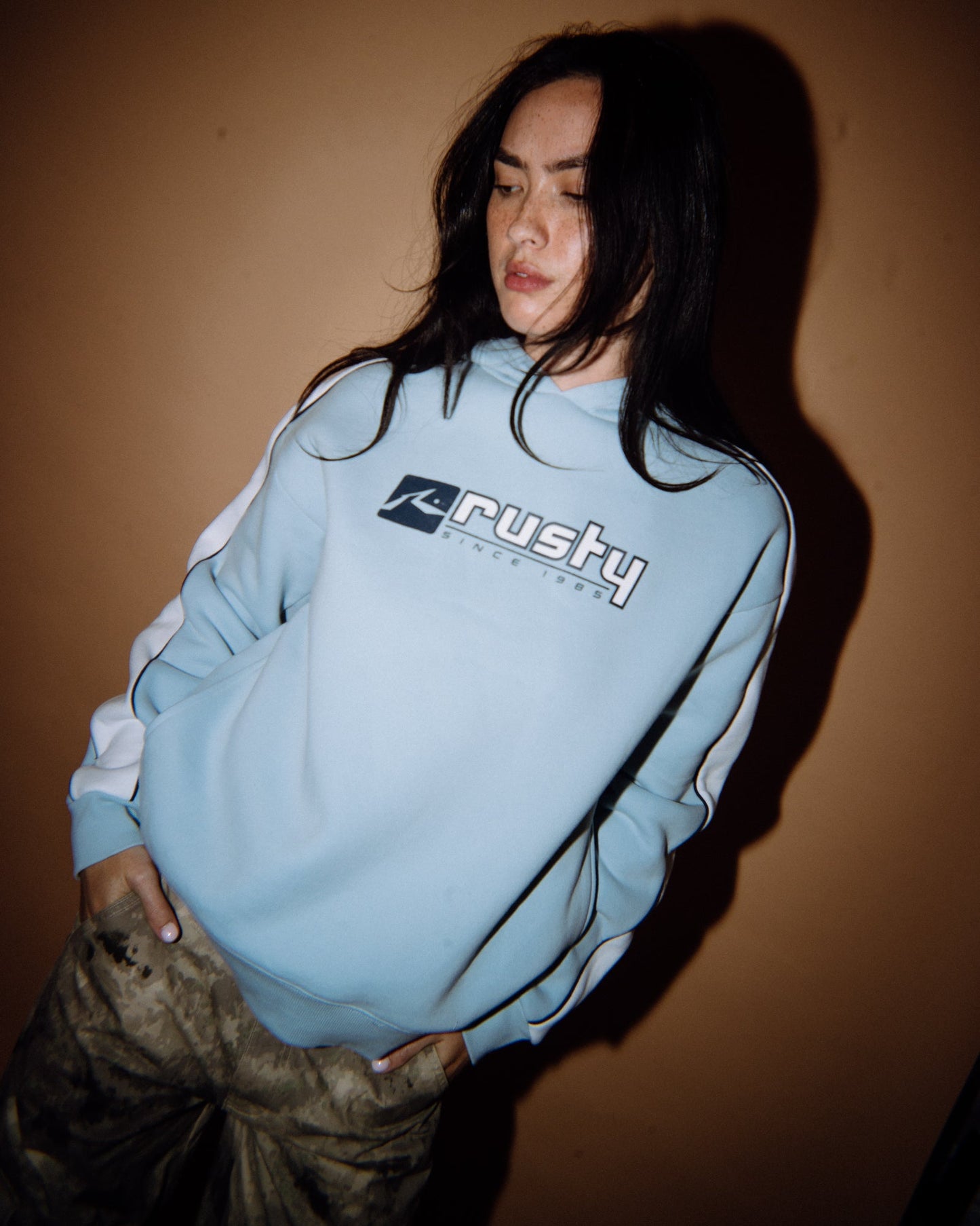 Canguro Rusty Hailstone Oversized Hooded Fleece Retro Blue