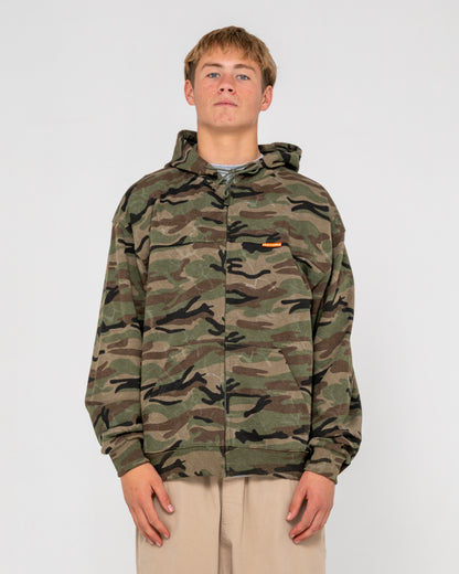 Campera Canguro Rusty Rambo Zip Thru Hooded Fleece Camo