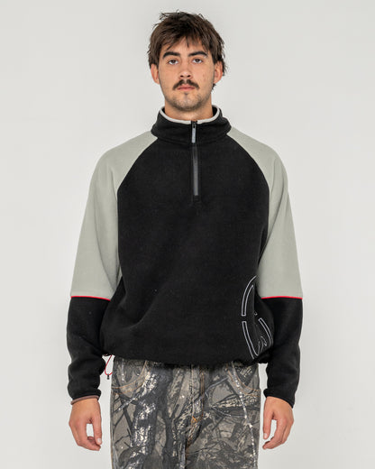 Buzo Rusty Tectonic Quarter Zip Polar Fleece Black
