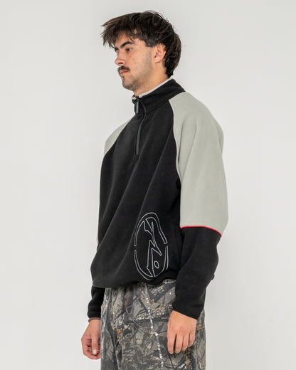 Buzo Rusty Tectonic Quarter Zip Polar Fleece Black