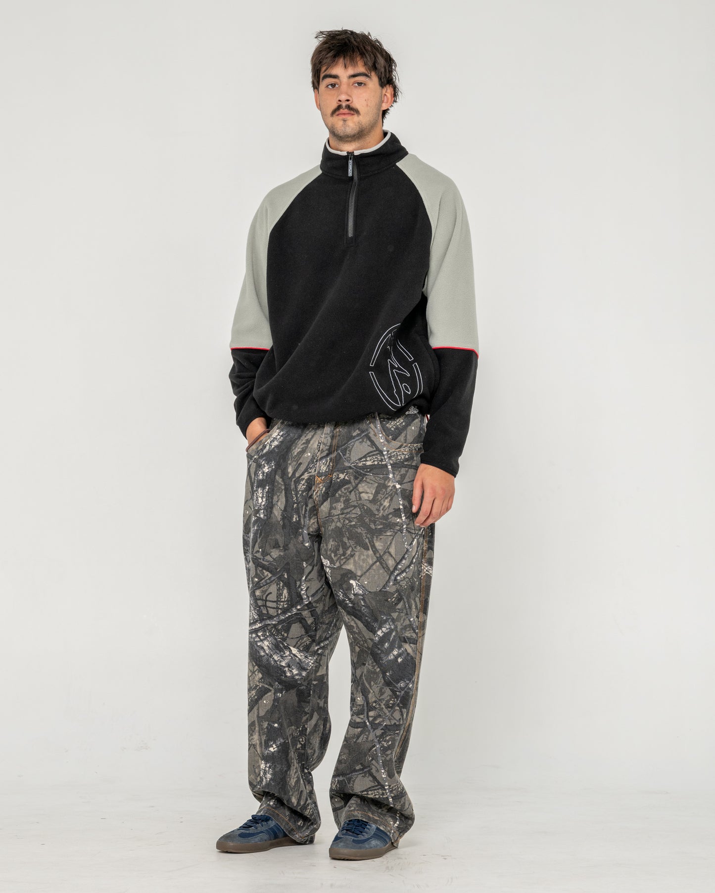 Buzo Rusty Tectonic Quarter Zip Polar Fleece Black