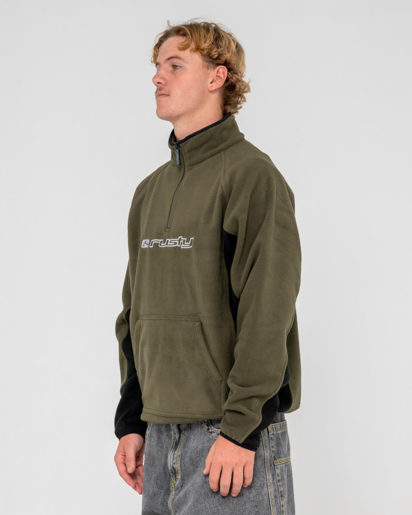 Buzo Rusty Blizzard Quarter Zip Polar Fleece Army Green