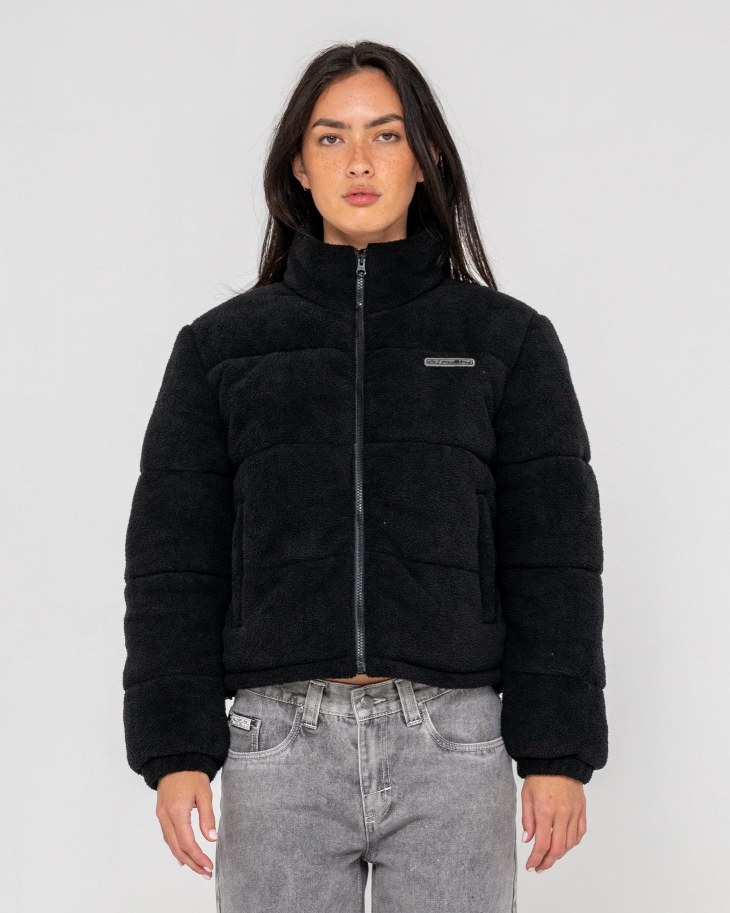 Campera Abrigo Rusty On And On Polar Fleece Puffer Jacket Black