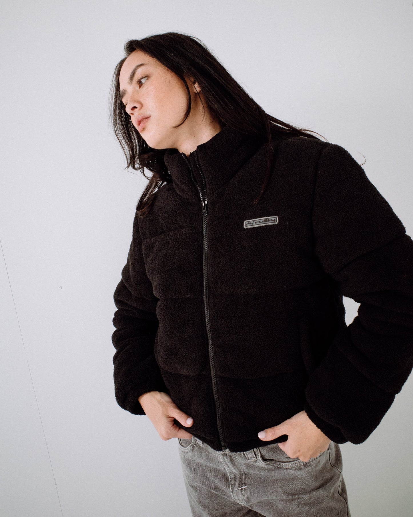 Campera Abrigo Rusty On And On Polar Fleece Puffer Jacket Black