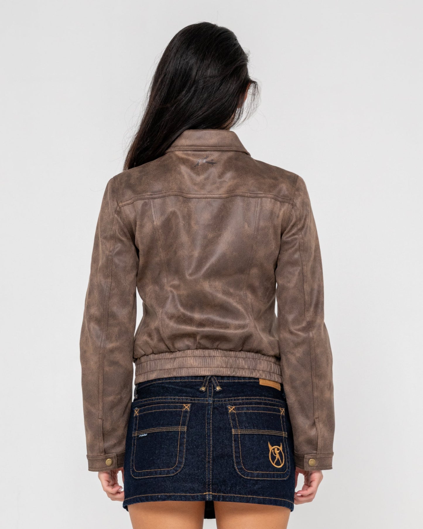 Campera Liviana Rusty Lizzy Faux Leather Fitted Jacket Ash Brown