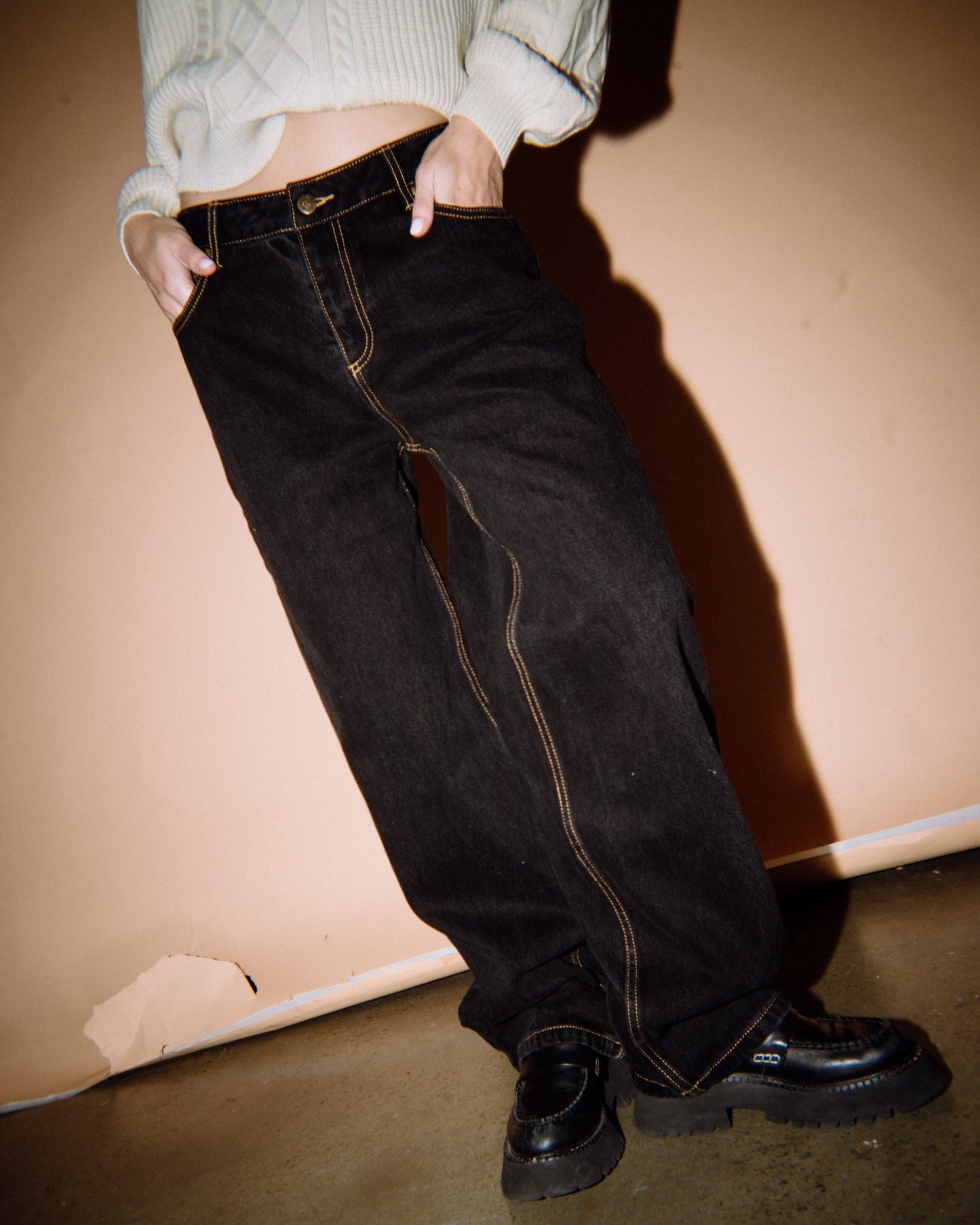 Jean Rusty Bethany Baggy Low Rise Jean Ld Black Out
