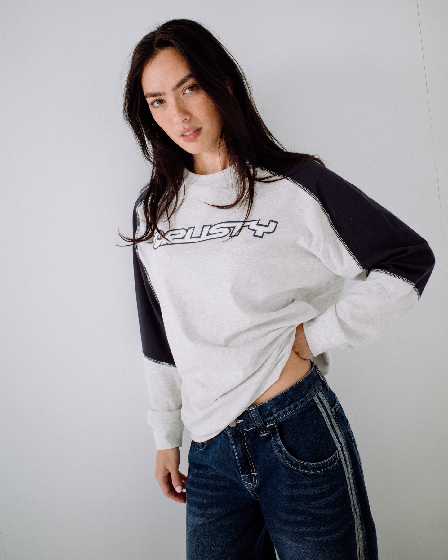 Remera Ml Rusty Timmy Target Contrast L/S Tee Ecru Marle