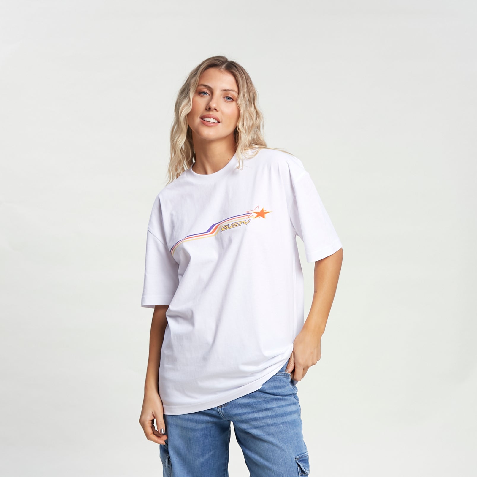 Rusty Polar Popped Oversize Tee White/Washed Red