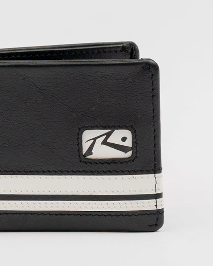 Billetera Rusty White Lines Leather Wallet Black