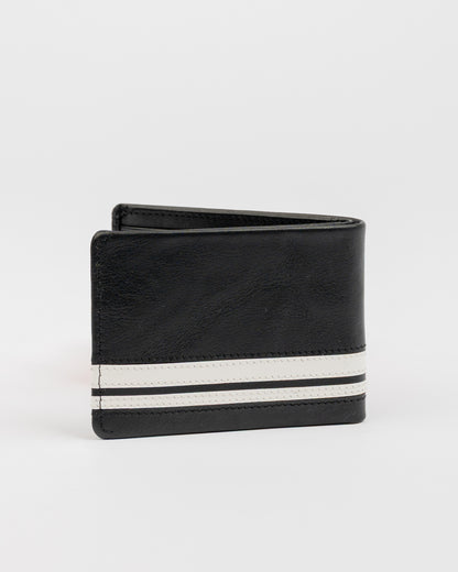 Billetera Rusty White Lines Leather Wallet Black