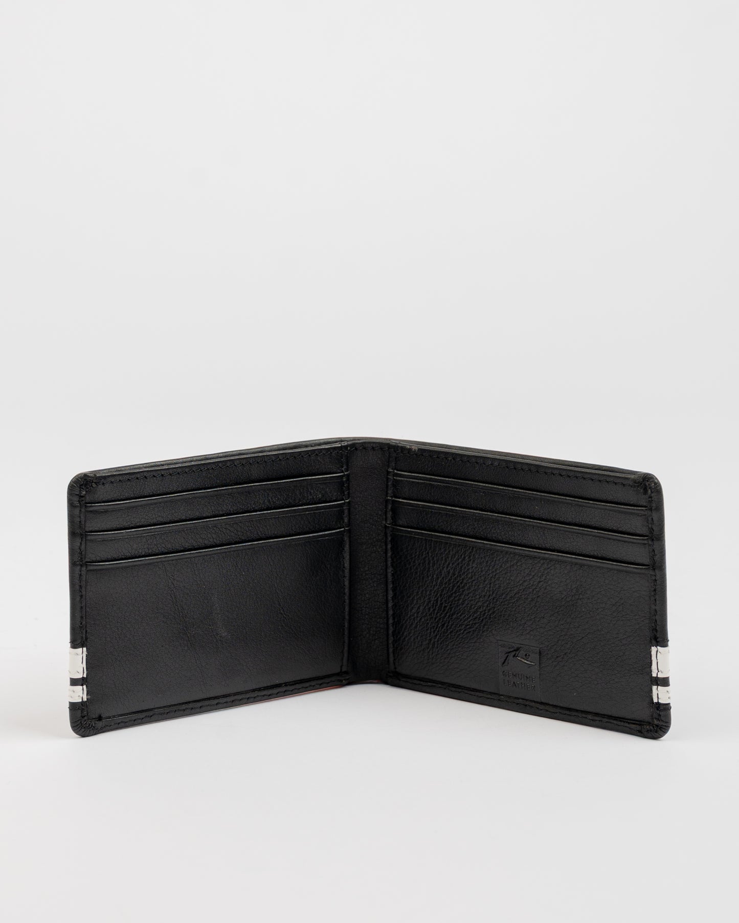 Billetera Rusty White Lines Leather Wallet Black