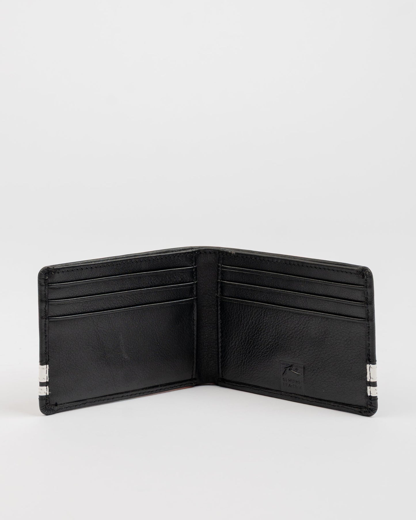 Billetera Rusty White Lines Leather Wallet Black