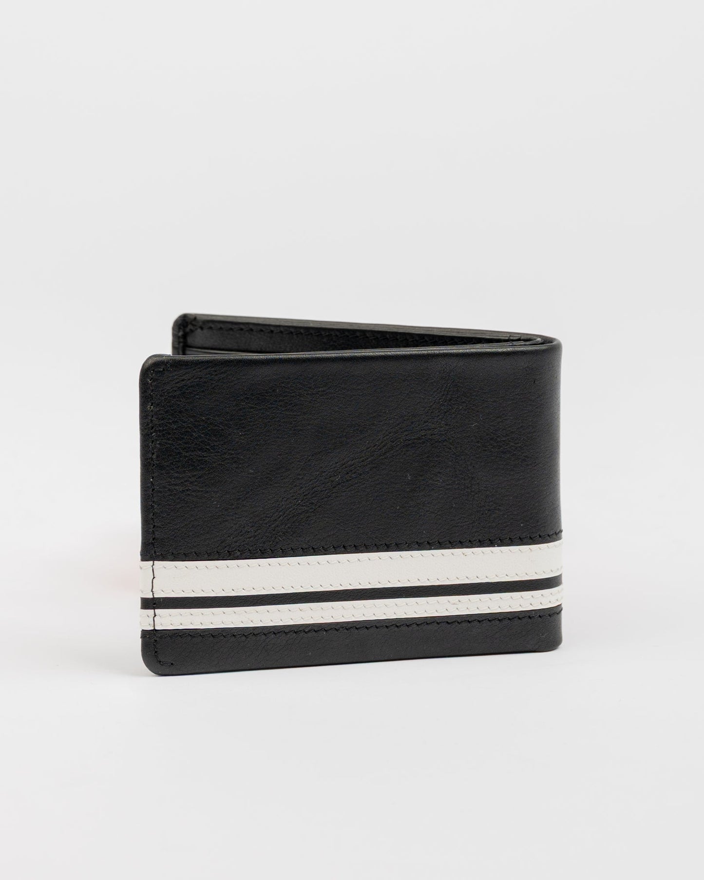 Billetera Rusty White Lines Leather Wallet Black