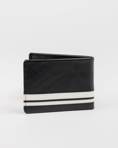 Billetera Rusty White Lines Leather Wallet Black