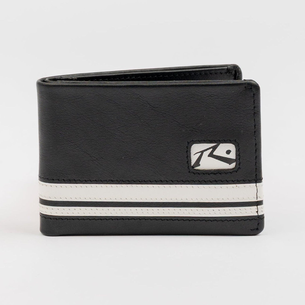 Billetera Rusty White Lines Leather Wallet Black
