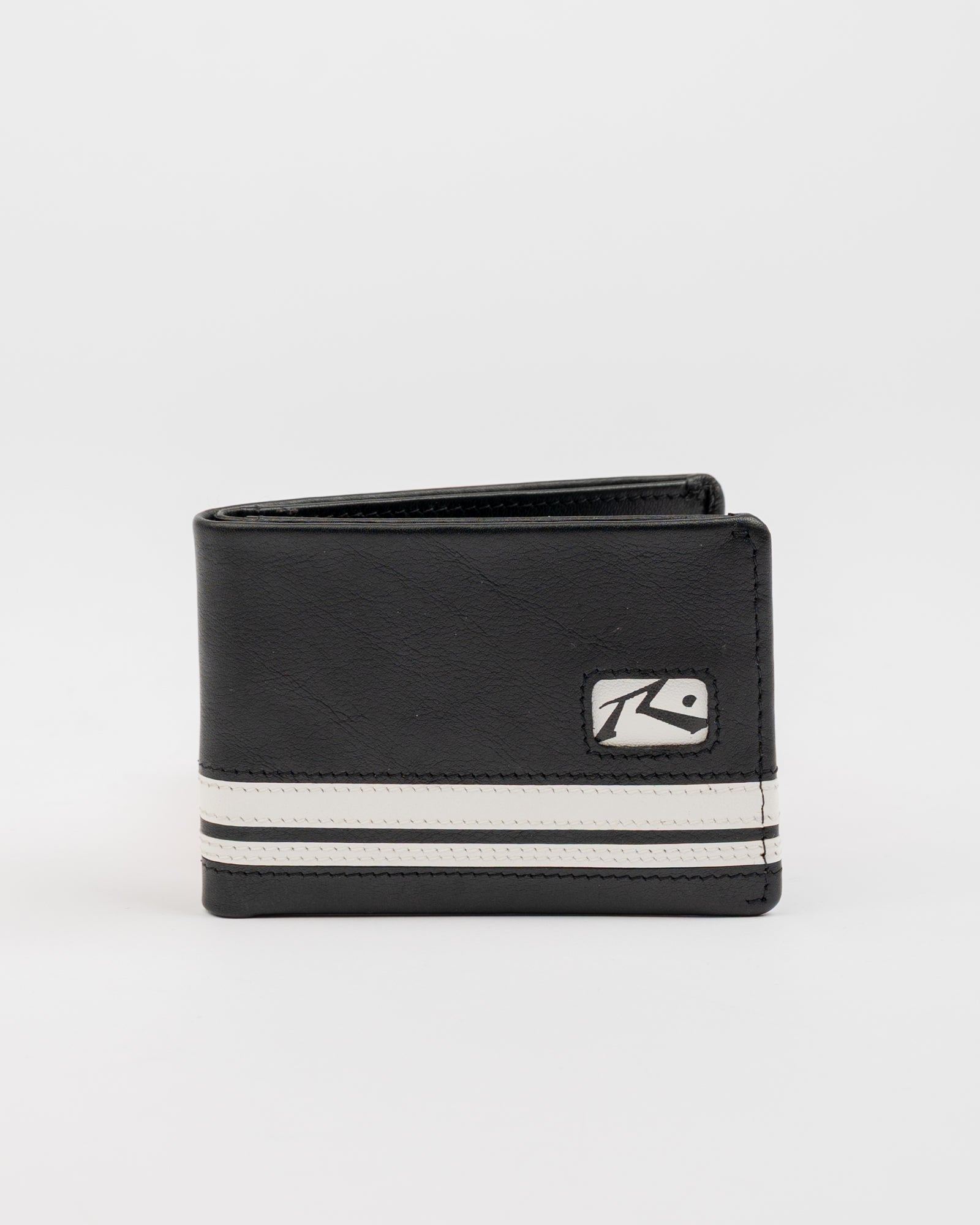 Billetera Rusty White Lines Leather Wallet Black