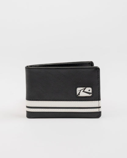 Billetera Rusty White Lines Leather Wallet Black