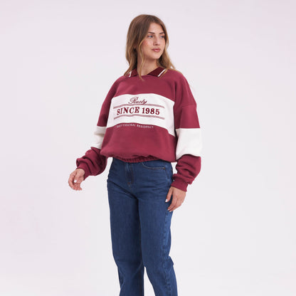 Buzo Rusty White Lines Polo Crew Ld Rhubarb