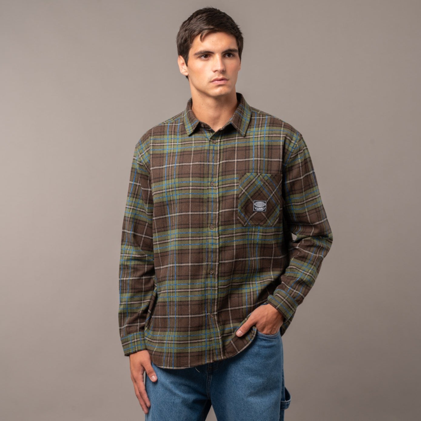 Camisa Rusty Worldwide Cuts Long Slleve Savanna