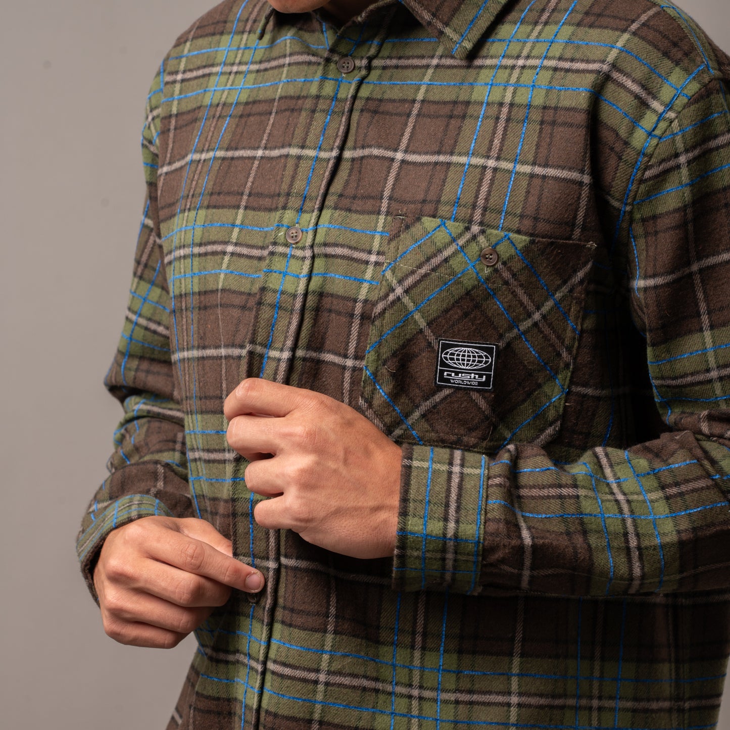 Camisa Rusty Worldwide Cuts Long Slleve Savanna