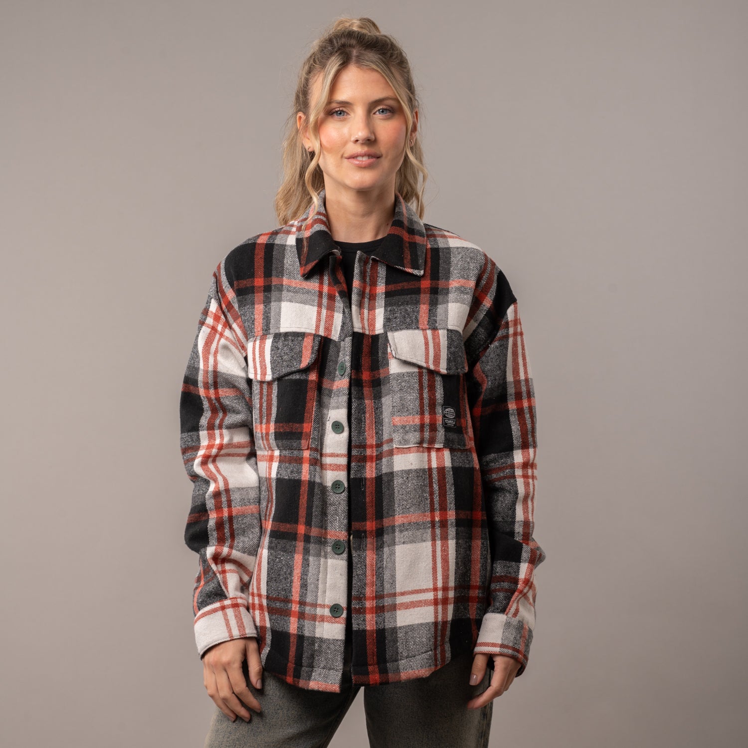 Camisa Ml Rusty Worldwide Oversize Flannel Shirt Ld Salsa