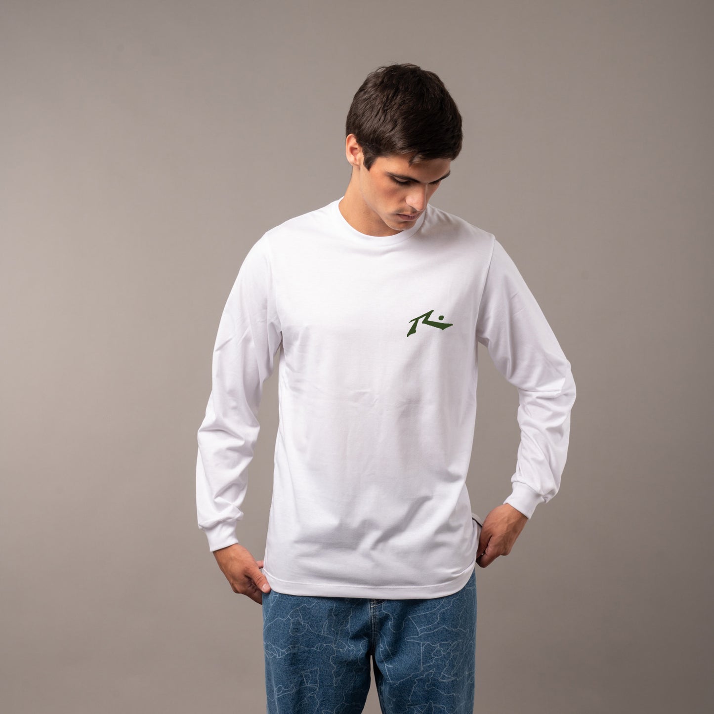 Remera Rusty Competition Ls White/Military Green