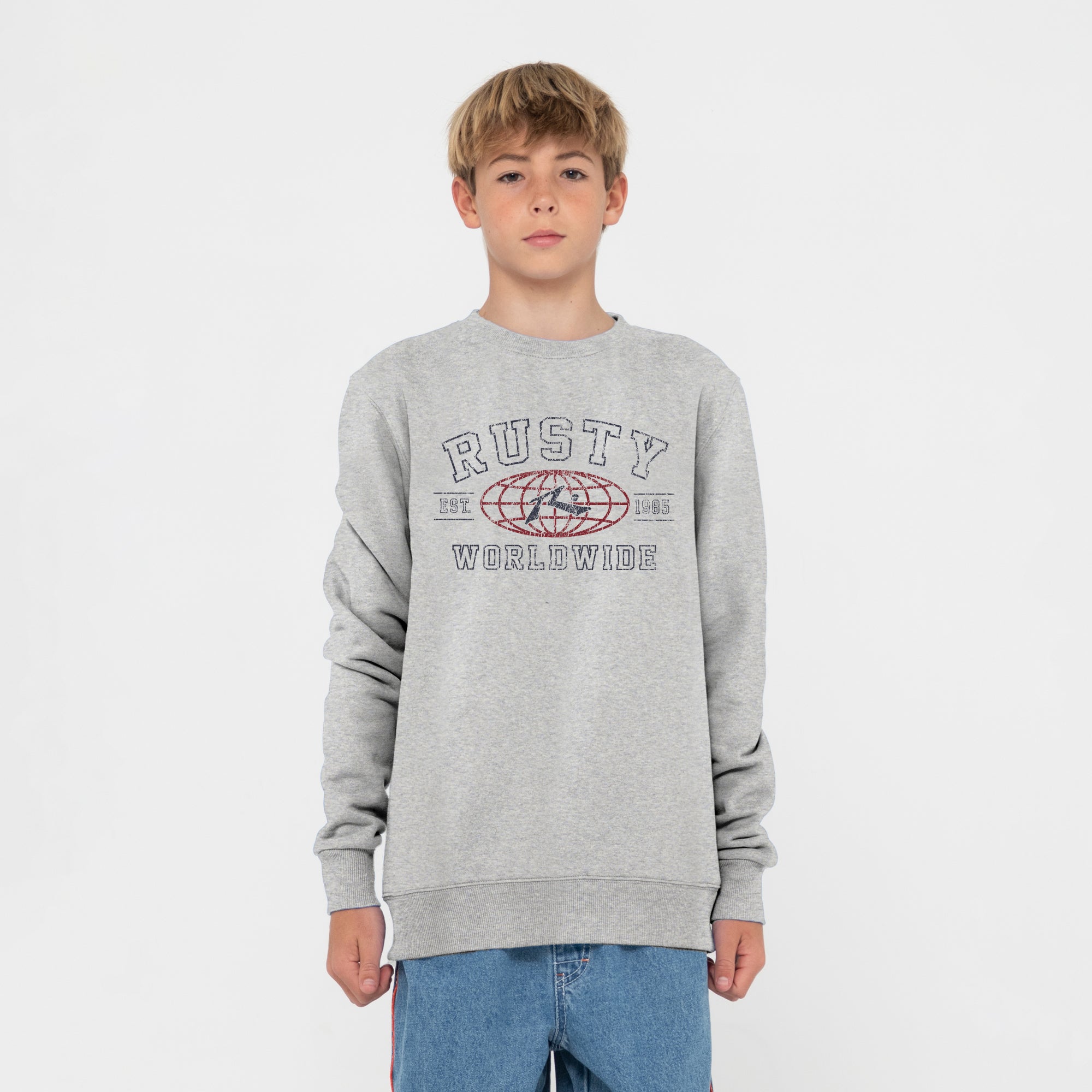 Buzo Rusty Collegiate Worldwide Crew Jr White Marle
