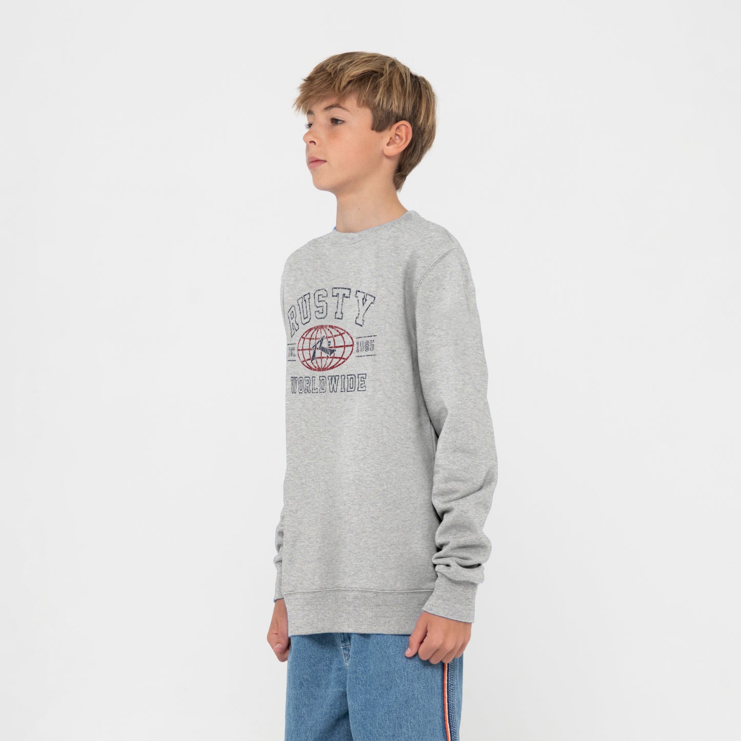 Buzo Rusty Collegiate Worldwide Crew Jr White Marle