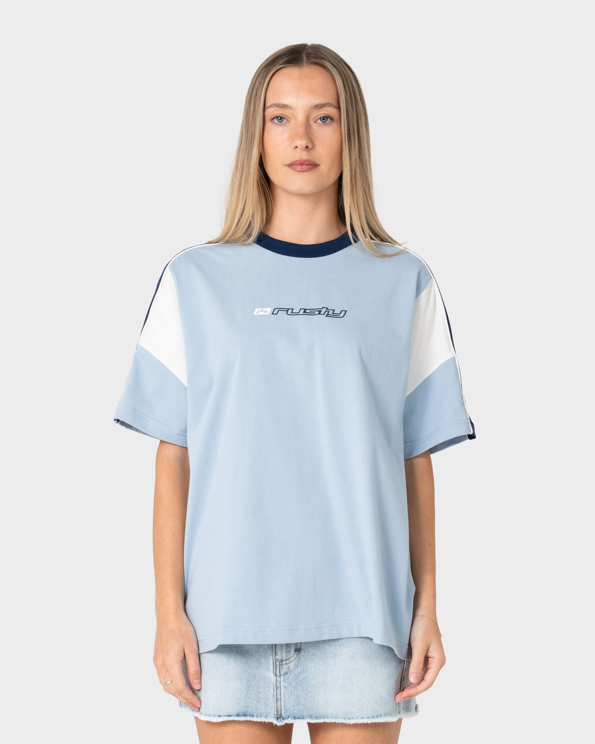 Remera Mc Rusty New Break 220 Oversize Tee Ld Sea Blue