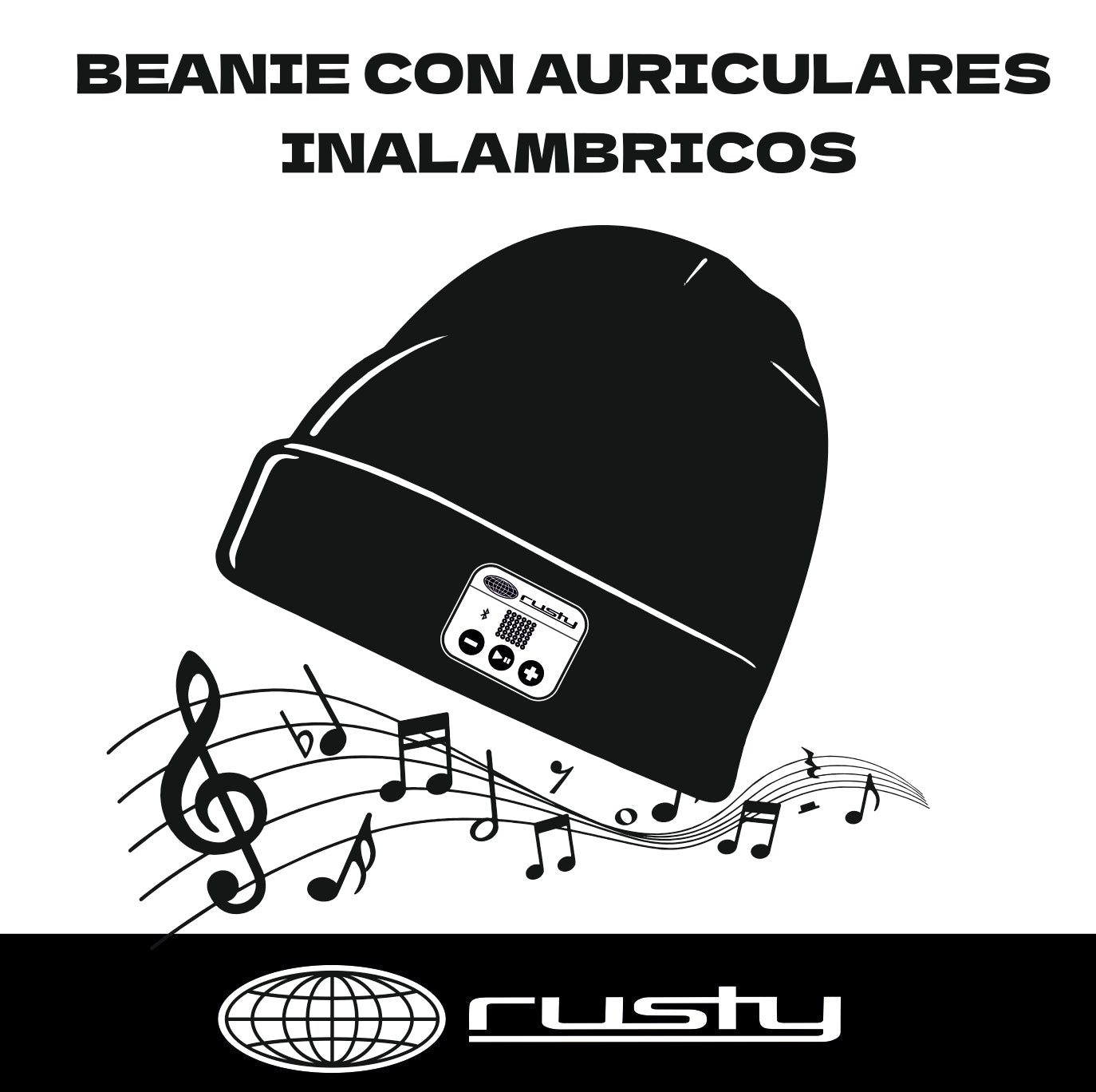 Gorro Lana Rusty Music Beanie Black