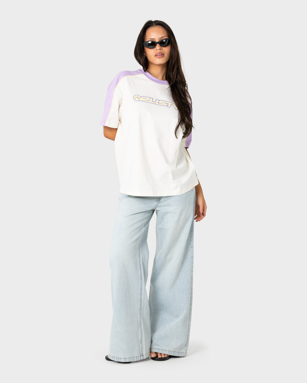 Remera Mc Rusty Timmy Target 220 Oversize Tee Ld Cream/Mulberry Purple